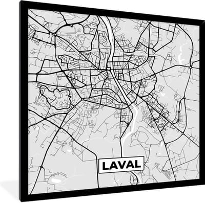 Fotolijst incl. Poster - Laval – Plattegrond - Frankrijk – Kaart – Stadskaart - 40x40 cm - Posterlijst