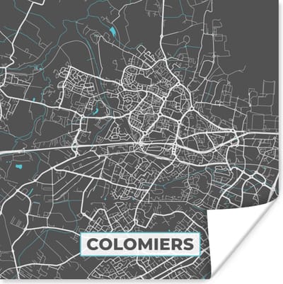 Poster Colomiers - Frankrijk - Stadskaart - Kaart - Plattegrond - 100x100 cm XXL