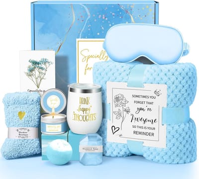 Geschenkmand Vrouwen - Cadeauset Luxe - Zelfzorg Ontspanning - Zorgvuldig Geselecteerd - 1.36 kg - Blauw