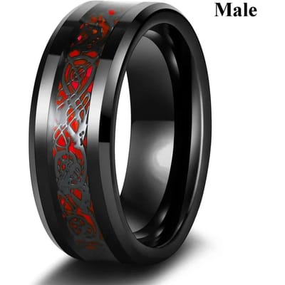 Charm Koppelringen Romantische Vrouwen Rode Strass Ringen Set Trendy Mannen Roestvrij Staal Keltische Draak Ringen Trouwring Sieraden 8 black