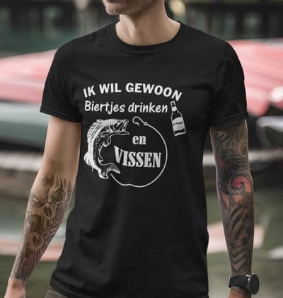 Heren Shirt maat XL. Ik wil gewoon biertjes drinken en vissen. verjaardag - Vaderdag.