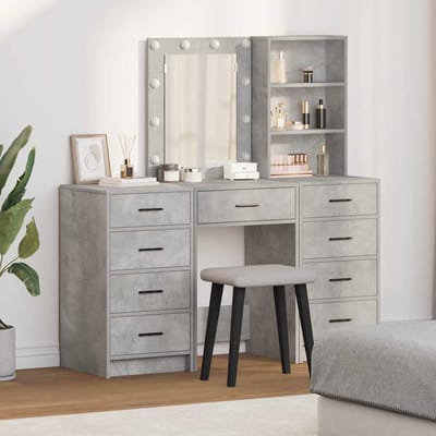 vidaXL - Kaptafel - 3 - st - Grijs - 40 - x - 41 - x - 135 - cm - Bewerkt - hout