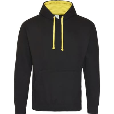 Just Hoods Varsity Hoodie JH003 - JET BLACK/SUN YELLOW - L