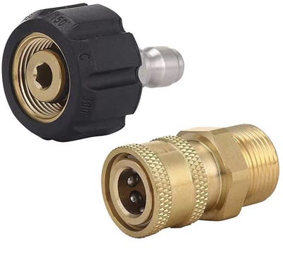 2 x Fitting - Hogedrukreinigeraccessoires - M22 1/4 inch snelkoppeling set - 1 snelkoppeling 1 vrouwelijke connector
