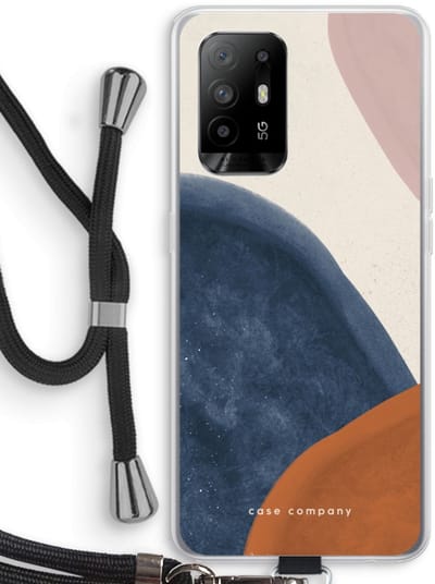 Case Company® - Hoesje met koord geschikt voor Oppo A94 5G hoesje met Koord - Geo #1 - Telefoonhoesje met Zwart Koord - Bescherming aan alle Kanten en Over de Schermrand
