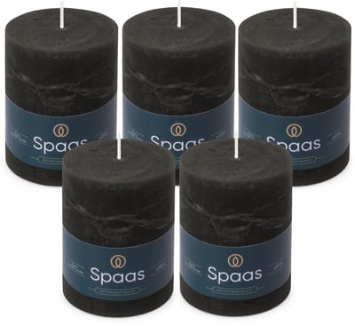 Spaas Rustieke Stompkaarsen - Zwart – 80/110mm - circa 65 uur - 5 kaarsen