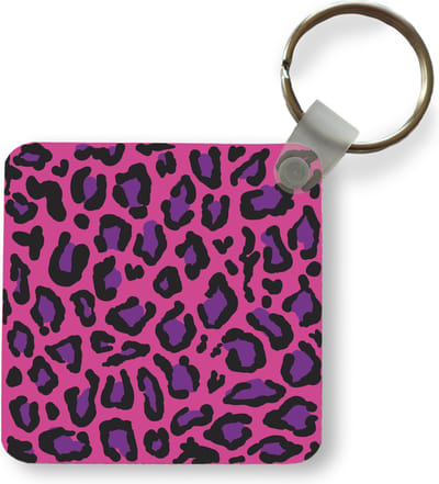 Sleutelhanger - Uitdeelcadeautjes - Panterprint - Roze - Paars - Plastic