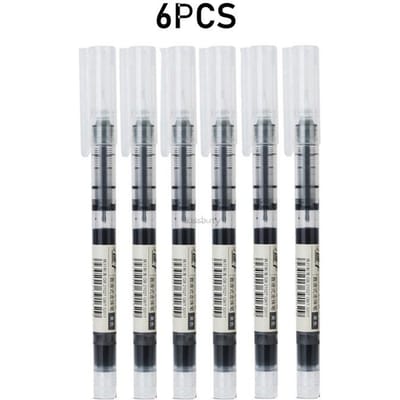 6 stuks/set Sneldrogende 0,5 mm Rollerpen Zwarte/Rode/blauwe inkt Rechte Vloeibare Rollerball Gelpen voor School Kantoor Schrijfwaren Kawaii