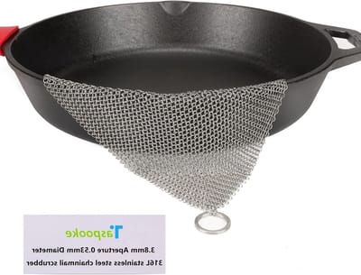 Gietijzeren Reiniger - Schraper Pan - Keuken Schoonmaken - Fijne Ringen - 36x36 inch - Zilver