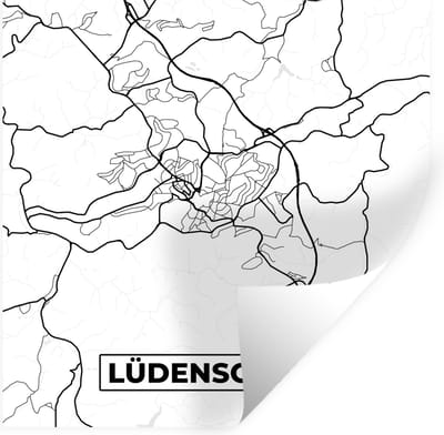 Muurstickers - Sticker Folie - Lüdenscheid - Plattegrond - Kaart - Stadskaart - 100x100 cm - Plakfolie - Muurstickers Kinderkamer - Zelfklevend Behang XXL - Zelfklevend behangpapier - Stickerfolie
