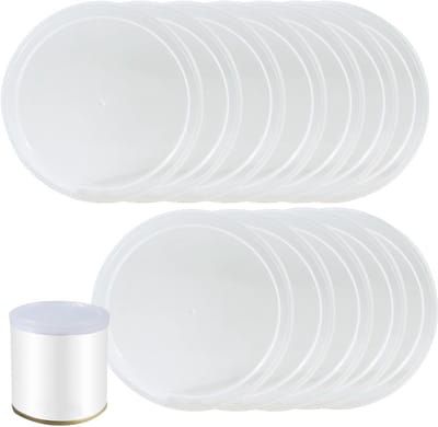 Allecto Plus - 12 stuks wasbare blikdeksels voor het bewaren van diervoer - wit - 100 mm - hondenvoer - kattenvoer