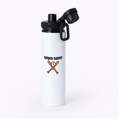 Hacebo® - honkbal met knuppels met eigen naam waterfles met draaidop zwart - Honkbal - atleten - iemand die houdt van honkbal - verjaardag - cadeau - kado - water fles - 850ML