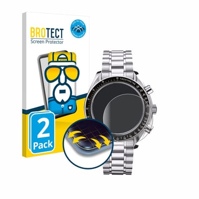 BROTECT - Screenprotector voor Omega Speedmaster Reduced (39 mm) - Folie Beschermfolie transparant volledig dekking - 2 Stuks