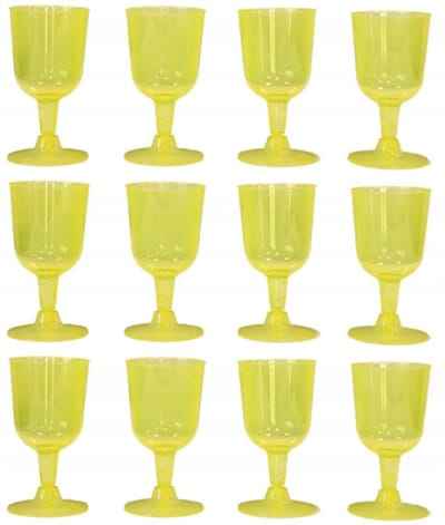 Excellent Houseware Wijnglazen - 12x - geel - kunststof - 160ml - herbruikbaar wijnglas