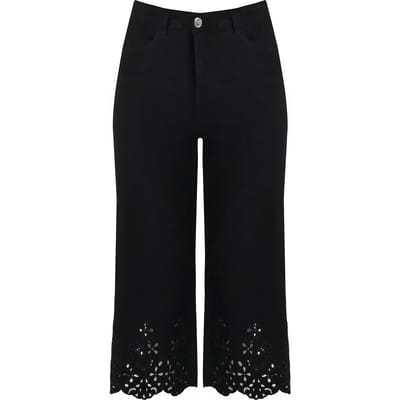 Vrouwen geborduurde jeans Mat Fashion Wide Leg