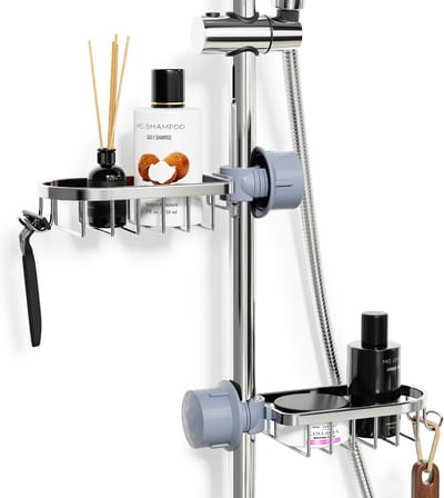 Nolad® - Doucherek hangend - 2 Stuks - Doucherek zonder boren - Keukenrek - Gootsteen organizer - Badkamer accessoires - Zilver