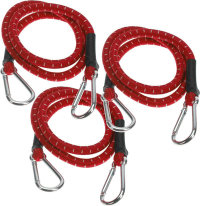 FX Tools Bagage spin/spanelastiek voor fiets/auto - 3x - rood - 80 cm - elastiek met karabijn haken