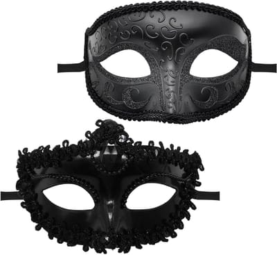 Elegante Venitiaanse Maskers voor Feestjes en Bals, Unisex Sexy Oogmaskers voor Carnaval en Verkleedpartijen - Zwart Set van 2