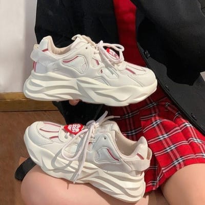 Dad Shoes Dames Herfst en Winter Nieuwe Ins Platform Witte Schoenen Veelzijdige Studenten Sport- en Vrijetijdsschoenen 40 white