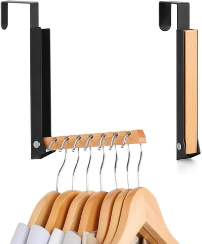 Reisdroogrek- Zonder boren - Opvouwbaar -Kledingstang - Achter-deur-hanger voor hotelkleding -Droogrek - Haak - 【Zwart】Set van 2, geschikt voor deuren tot 4,5 cm dik