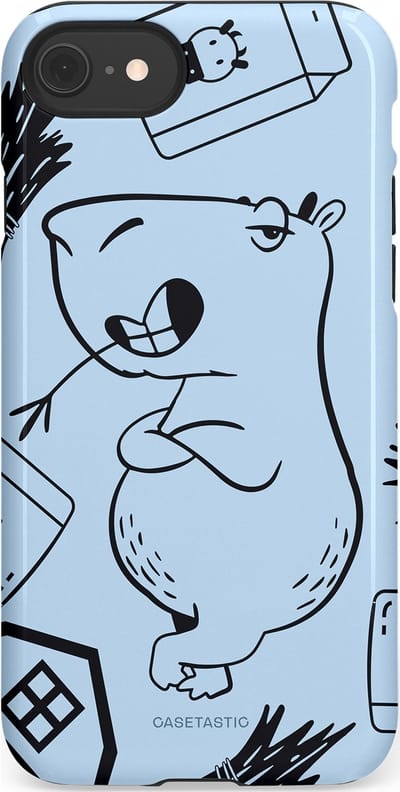 Casetastic Hoesje Geschikt voor Apple iPhone 7/8/SE - Stijlvolle Beschermende Duo-layer Case - Capibara chillen