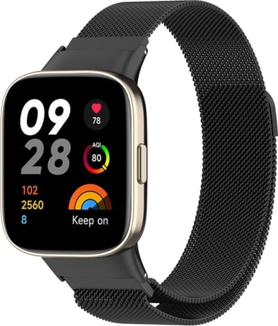 Milanees bandje - geschikt voor Xiaomi Redmi Watch 3 - zwart