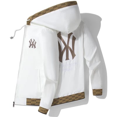 Nouvelle Veste à Capuche de Mode de Luxe Léger pour Homme avec Broderie Industrielle Lourde L white