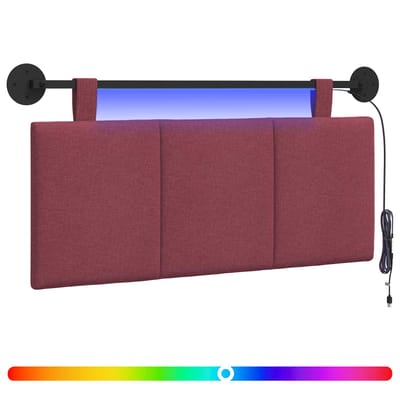 vidaXL - Hangend - hoofdbord - Met - LED-verlichting - Wijnrood - Stof