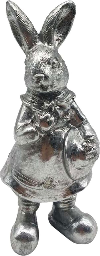 Clayre & Eef Beeld Konijn 13 cm Zilverkleurig Kunststof