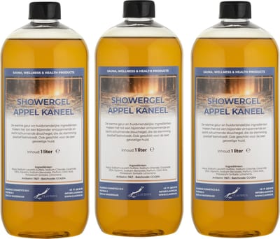 Douchegel Appel-Kaneel 1 Liter - set van 3 stuks - Showergel