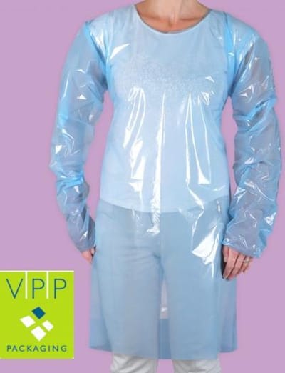 LDPE isolatieschort met  lange mouwen, schorten PE Zorg, disposable schort, verpakt per 10 stuks