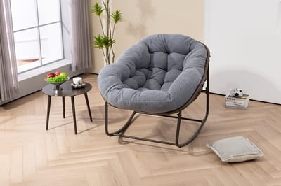 Wishdor Schommelstoel - Oversized - Ergonomische schommelbeweging - Modern - Tuin en woonkamer - Stalen frame - Grijs - 78 x 106 x 90 cm