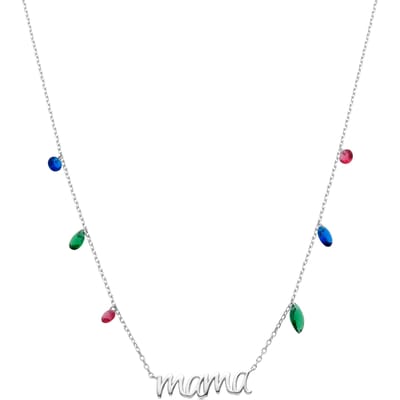 Luxenter 925 sterling zilveren ketting met multicolour zirkonia en rhodiumafwerking - Mama