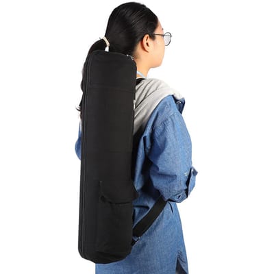 Multifunctionele Zwarte Canvas Yogamat Opbergtas Draagrugzak met Verstelbare Riem zwart