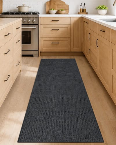 Keukenloper antislip wasbaar 61 x 210 cm, Absorberende keukenmat, 4mm Dunne Geweven Rubber Backed Keuken Runner Tapijt voor de gootsteen, gang, wasruimte, Grijs