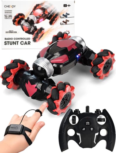 CHEROY RC Stunt Car - Rood - Radiografisch Bestuurbare Stunt Auto - RC Auto - Hyper 4WD Twist - Offroad - Speelgoed voor Binnen en Buiten