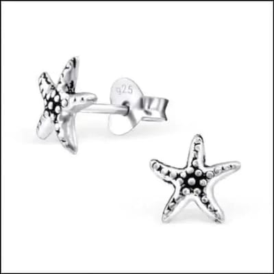 Aramat Jewels | Oorbellen | Zilveren Zeester Oorstekers – Meerdere Modellen 925 Zilver Natuur Design | Zilver geoxideerd-7mm | | | Zilver | Kinderen, Volwassenen | Verkleurd niet