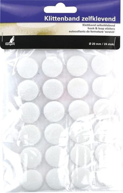 Kangaro klittenband - zelfklevend - rond -20 mm - 24 stuks