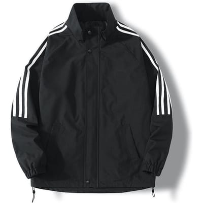 Printemps Nouveau Veste de Sport Identique pour Homme et Femme Trois Bandes Veste Décontractée Manteau Polyvalent Vêtements 2XL noir