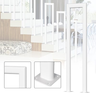 Elliptische Buis Leuning 55cm Ijzer Leuning Buiten & Binnen Trap Leuning Trap Balkon Balustrade Wit