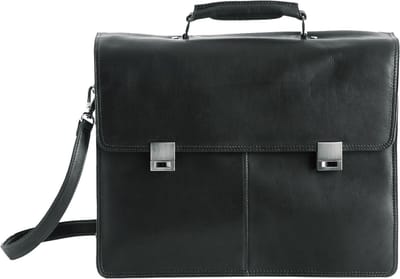 HAROLD'S Leren Business tas Laptoptas met laptopvak Country Notebook Briefcase Black Zwart