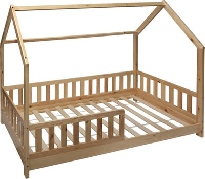 Kids kinderbed hut - 90 x 190 cm - Bed - Tentbed met bodem - Met beschermrand