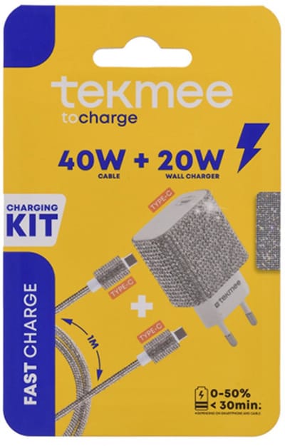 Tekmee - USB C Snellader 20W - USB C Adapter met Oplaadkabel 1 Meter