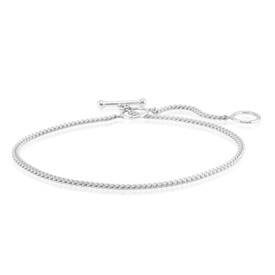 Cavill - 925 Sterling Zilver Armband met Palladiumlaag - Gedraaide Ketting - Verstelbaar 15-19 cm - Toggle Sluiting - Elegante Dames Sieraad