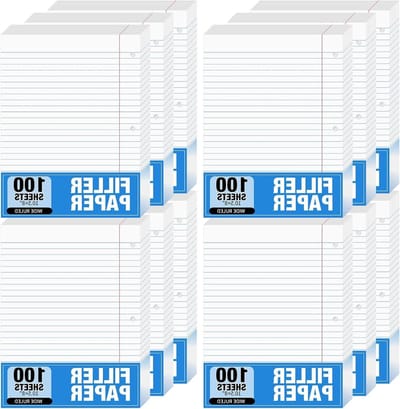 Losbladig papier - Navulpapier notitieboek - Schrijven organiseren - Standaard 3-gaats perforatie - 100 vellen per pak - Wit blauw rood