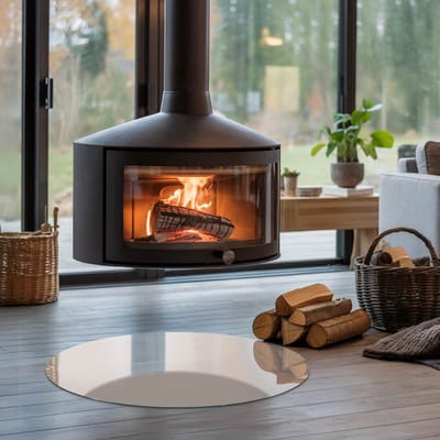 Coloray Vloerplaat Houtkachel - Plaat voor Onder Houtkachel - 70 cm x 70 cm - Open Haard Accessoires - Beige Vloerplaat Kachel - Onderplaat - Plaat onder Houtkachel - Kachel Onderplaat - Onderplaat Voor Houtkachel