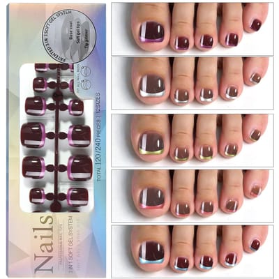 120PCS Franse Gel Teennagel Tips Franse Tips Druk op Nagels 12 Maten Nep Nagels Valse Teennagel 3