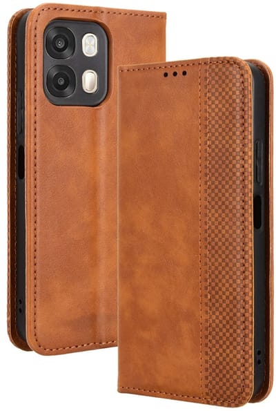 Coverup Hoesje - Geschikt voor OPPO A6 5G Hoesje - Coverup Vintage Style Book Case - Bruin
