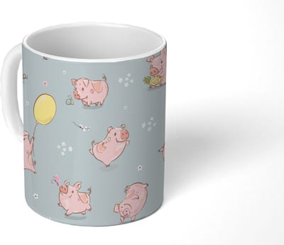 Mok - Koffiemok - Patronen - Varkens - Ballonnen - Mokken - 350 ML - Beker - Koffiemokken - Theemok