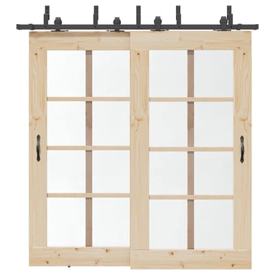 vidaXL - Doos - met - onderdelen - voor - schuifdeur - 213,5 - cm - staal - zwart